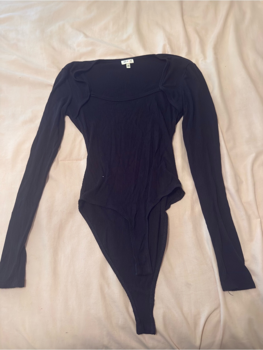 Black Long Sleeve Ribbed Bodysuit - Sexy Scoop Neck